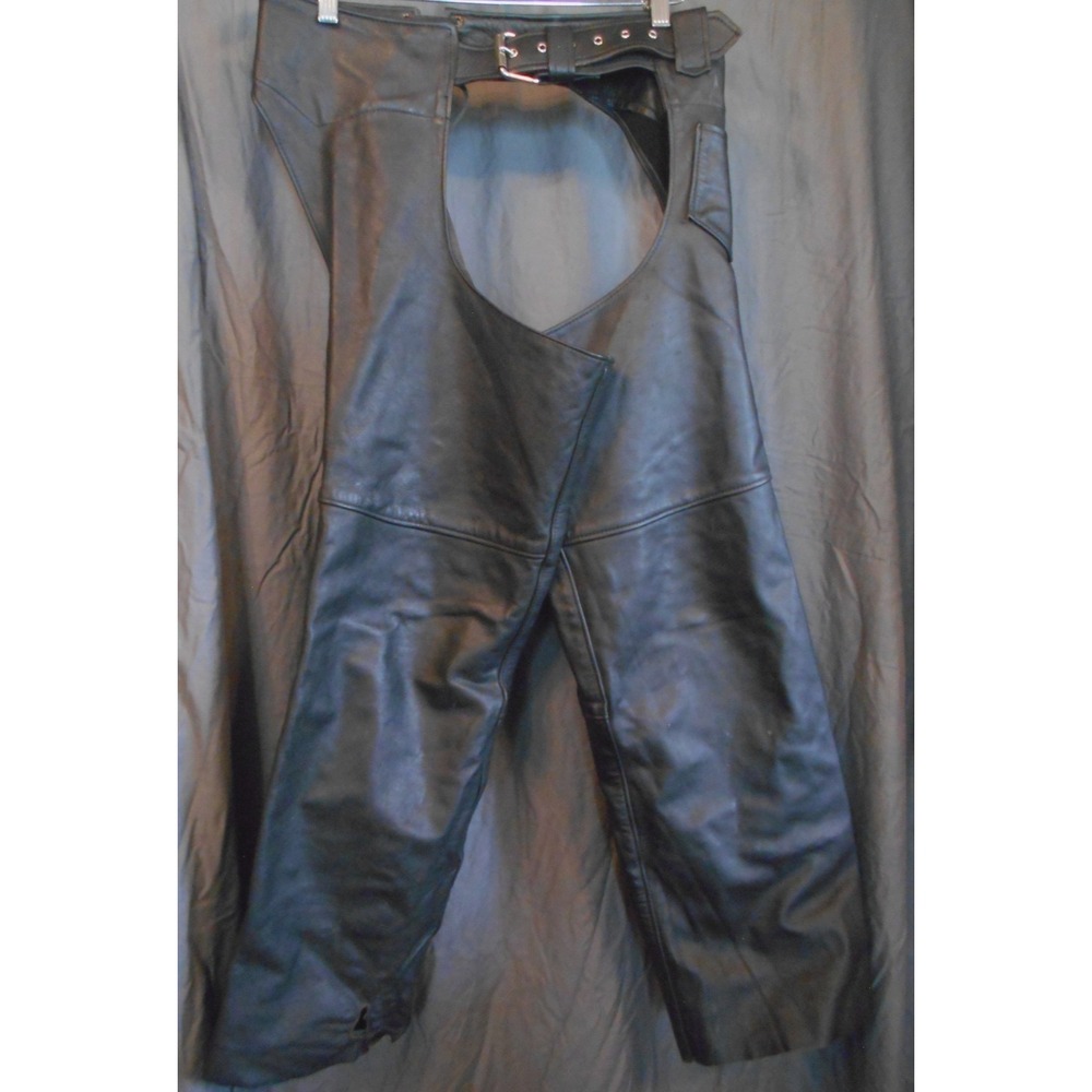 Vintage Leather Chaps Black Motorcycle Biker Women's Medium HD universal Rid USA